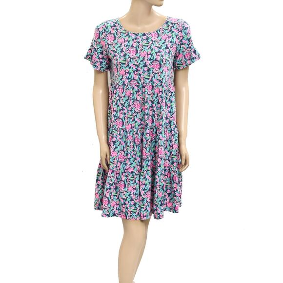 Lilly Pulitzer Jodee Short Sleeve Swing Mini Dress Cotton Print Ruffle M 279256 - Picture 4 of 9